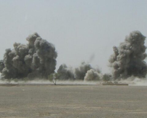 Massive smoke plumes rise from an airstrike explosion during the 2026 Iran war. Photo: US Department of Defense / Public Domain