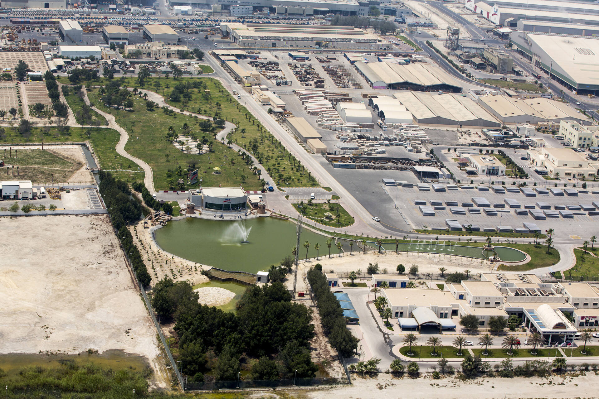 Aerial view of Aluminium Bahrain (Alba) smelter complex showing the sprawling industrial facility that was struck by IRGC missiles on 29 March 2026
