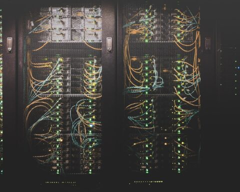 Server racks in a data center — Iranian drones struck AWS facilities in the UAE and Bahrain during the 2026 Gulf war
