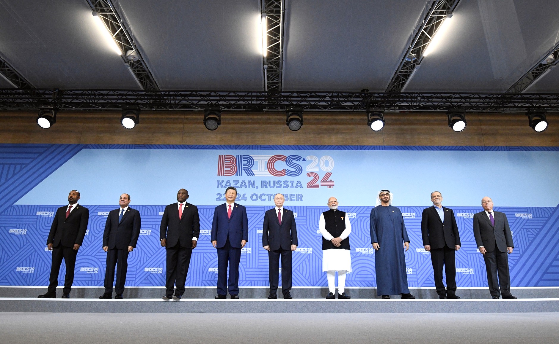 BRICS leaders pose for an official photograph at the 2024 BRICS Summit in Kazan, Russia, with India now chairing the bloc as Iran seeks its mediation in the Gulf war. Photo: Kremlin Press Office / CC BY 4.0