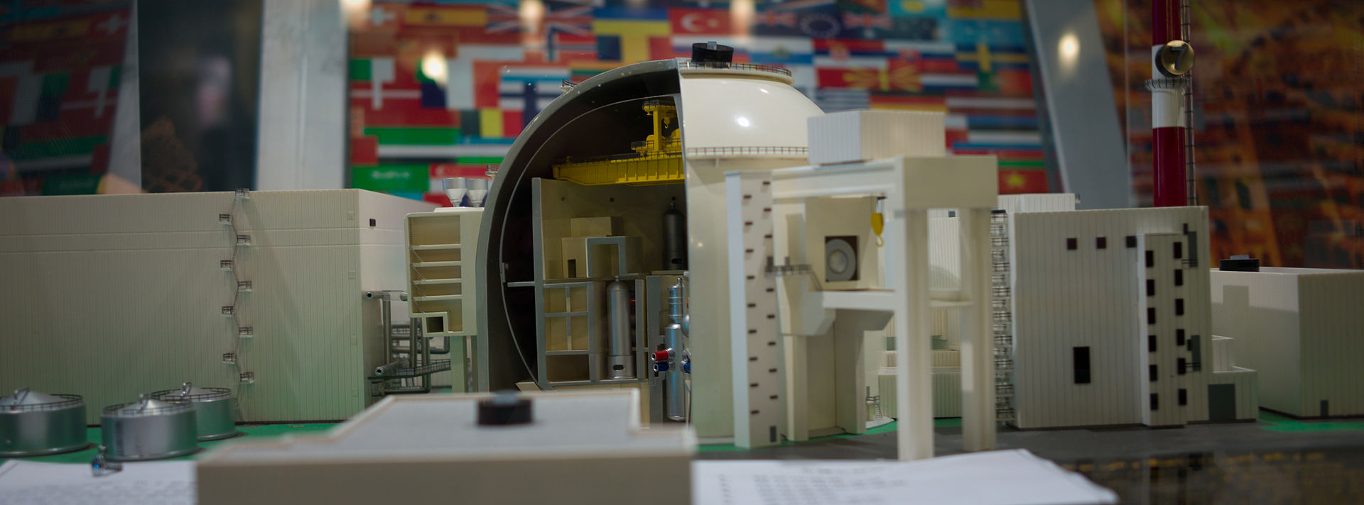 A scale model of Iran Bushehr Nuclear Power Plant showing the reactor dome and containment building