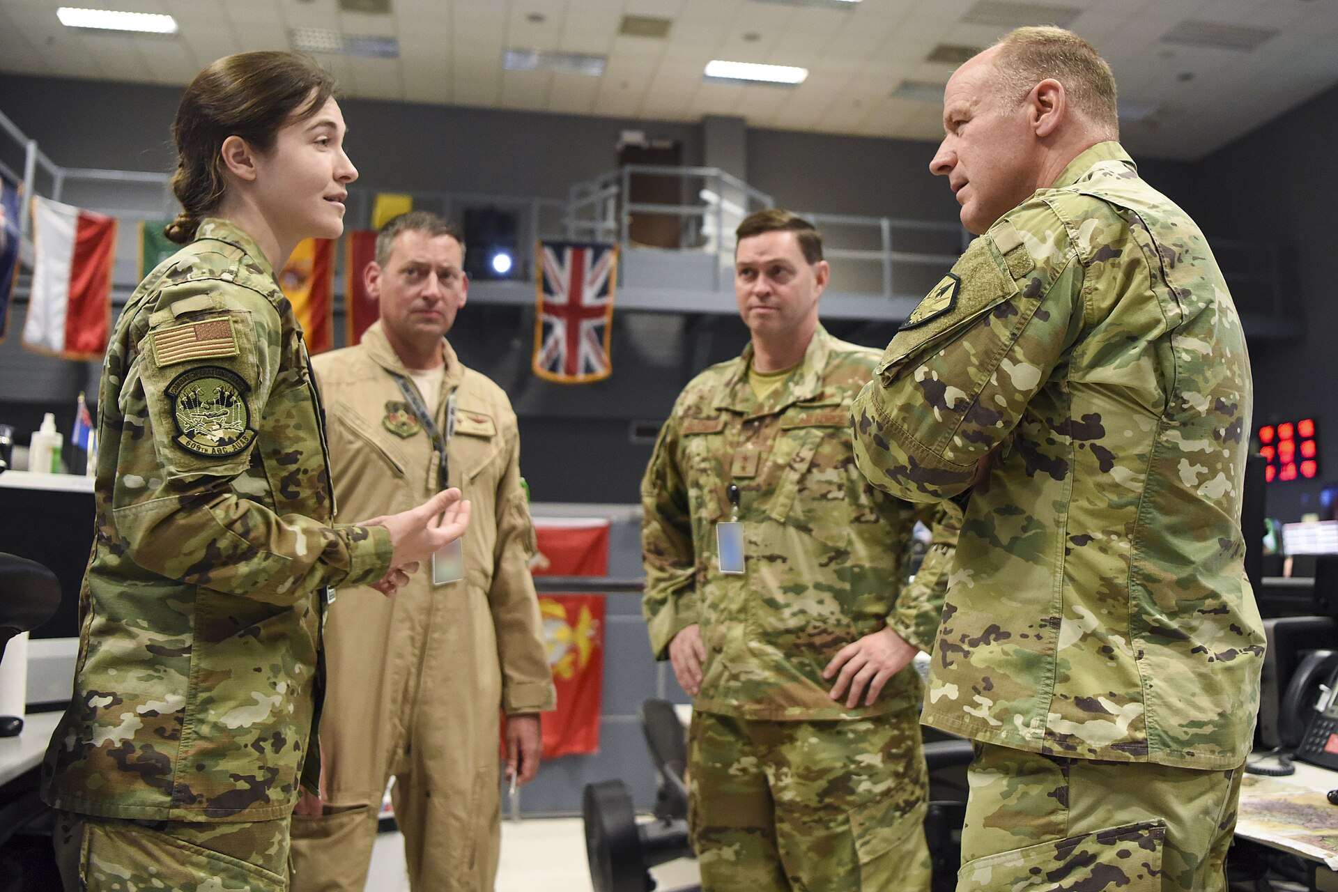 US military personnel at the Combined Air Operations Center at Al Udeid Air Base in Qatar, the nerve center for coalition air operations over the Persian Gulf