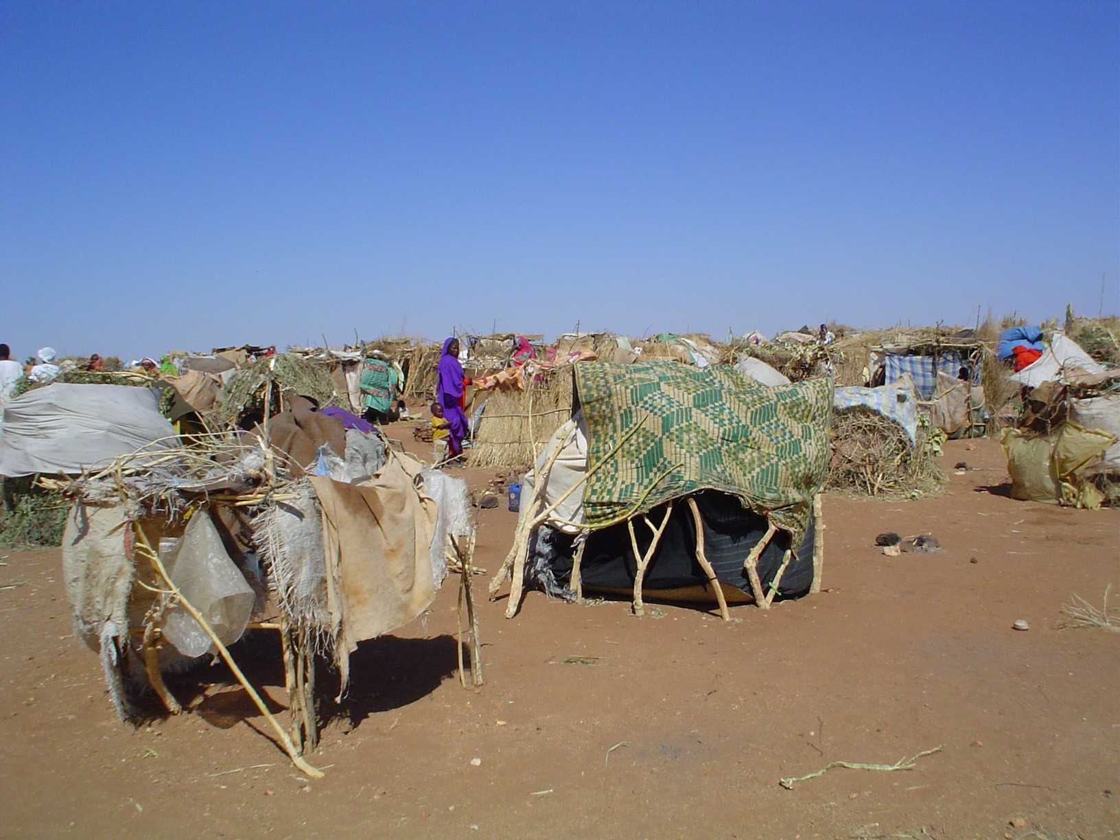 An internally displaced persons camp in Darfur, Sudan, where nearly 12 million people have been displaced by the civil war. Photo: Wikimedia Commons / Public Domain