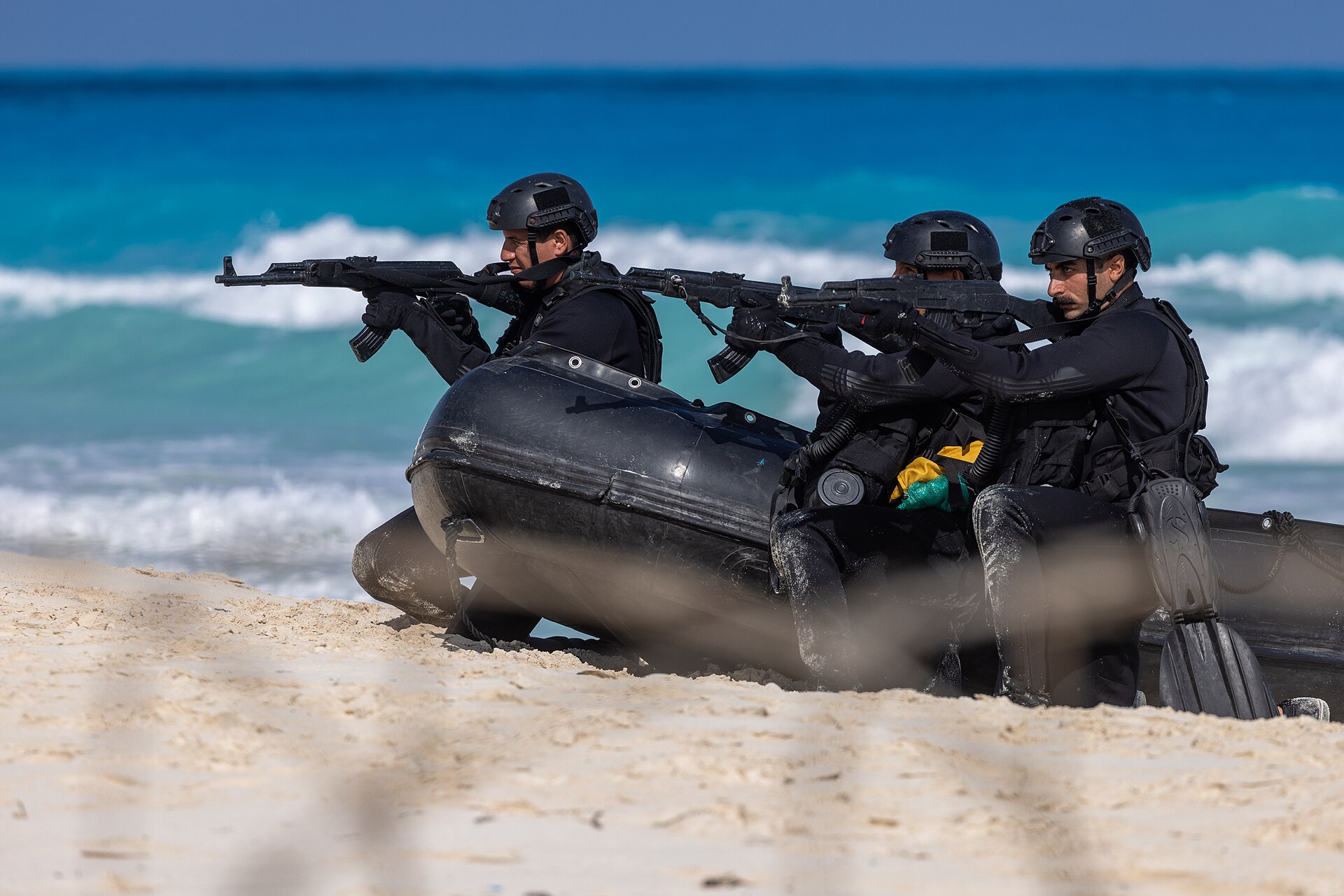 Egyptian Armed Forces soldiers conduct amphibious assault during Exercise BRIGHT STAR 25 in Alexandria, Egypt, September 2025