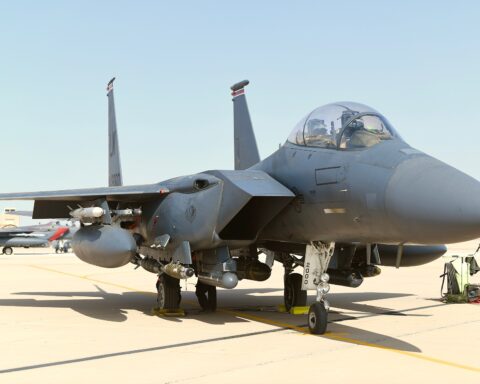 U.S. Air Force F-15E Strike Eagle on the flight line at Prince Sultan Air Base in Saudi Arabia. Photo: U.S. Air Force / Public Domain