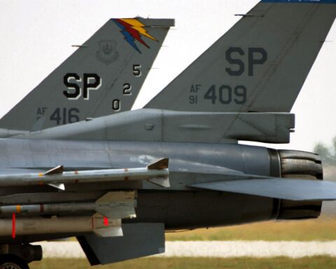US Air Force F-16 Fighting Falcon fighter jets on the runway at Incirlik Air Base in southern Turkey, a key NATO facility housing American nuclear weapons. Photo: US Air Force / Public Domain