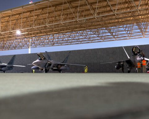 U.S. Air Force F-22 Raptors deployed to the CENTCOM area of responsibility at a Middle East air base. Photo: U.S. Air Force / Public Domain