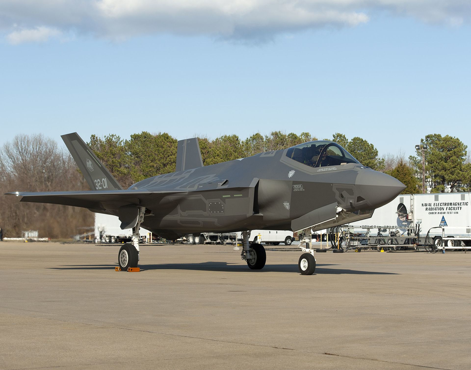 A Lockheed Martin F-35A Lightning II fighter jet on an airfield. Lockheed Martin shares have surged nearly 40 percent since the start of 2026 on the back of heightened defense spending. Photo: U.S. Air Force / Public Domain