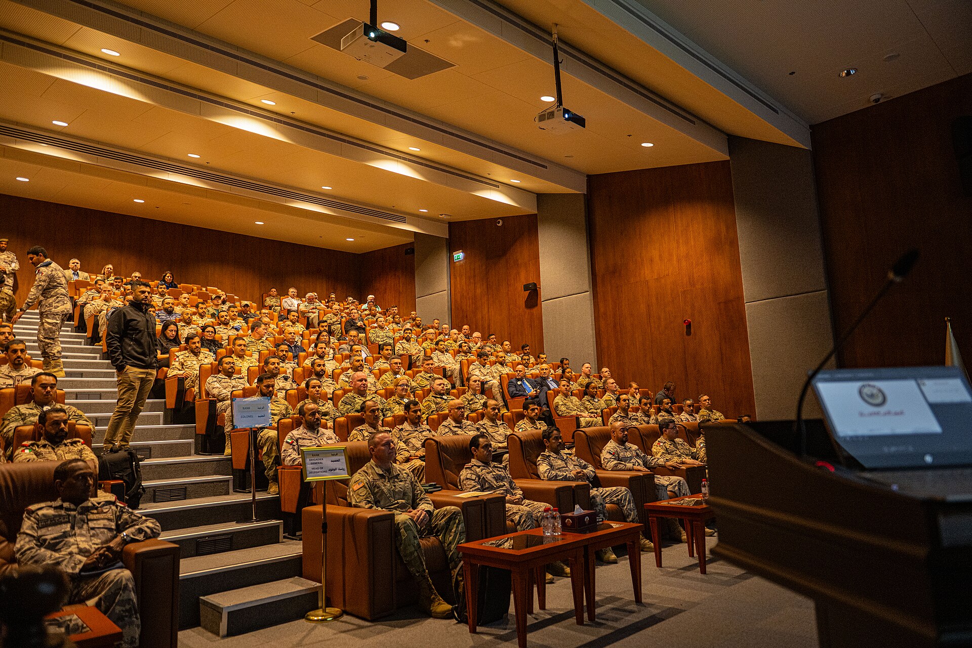 Military personnel from all six GCC states attend Road to Crisis briefing during Exercise Eagle Resolve 2025