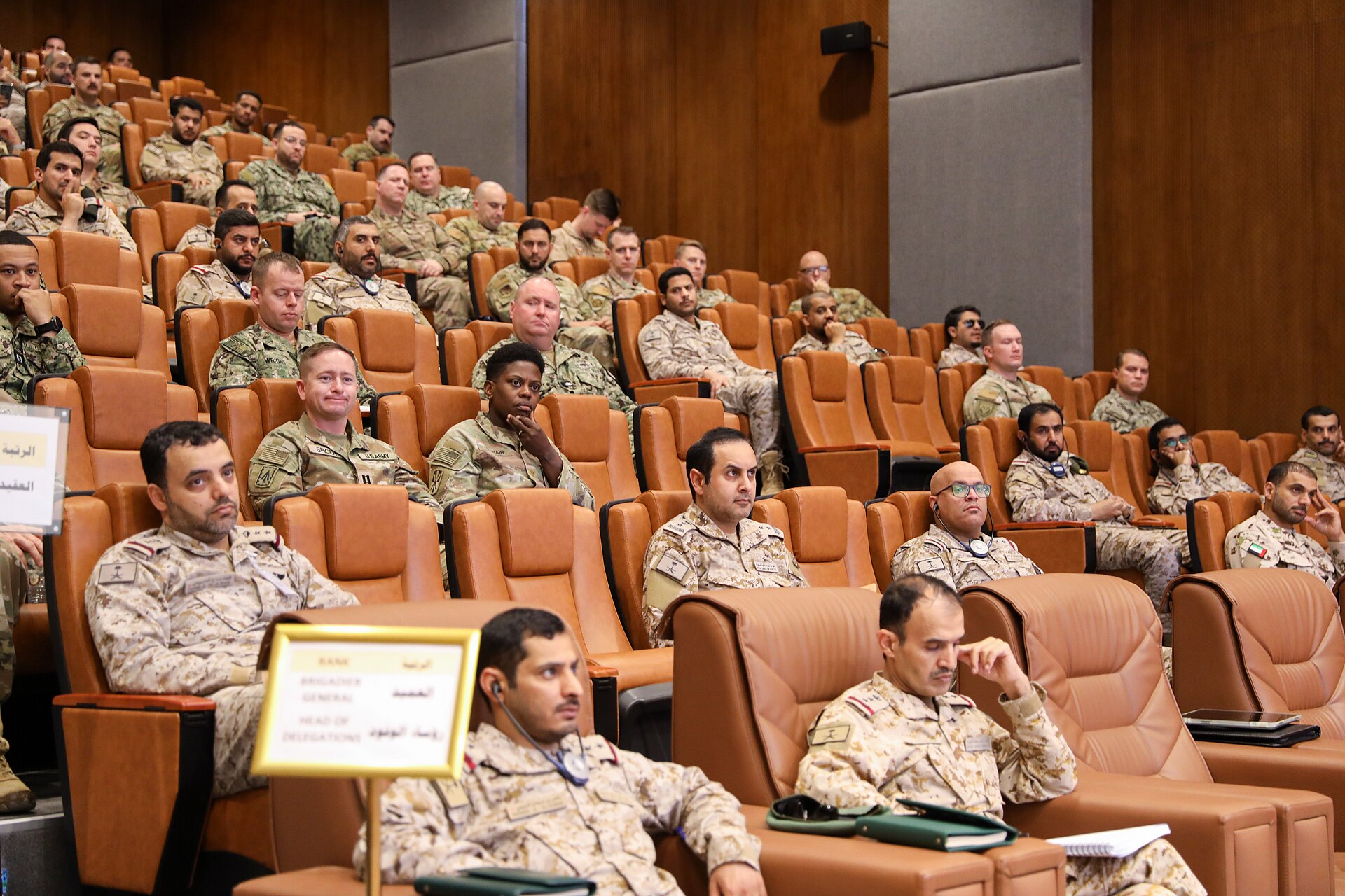 US and GCC military personnel attending an Integrated Air and Missile Defense lecture during Exercise Eagle Resolve 2025. Photo: US Army / Public Domain