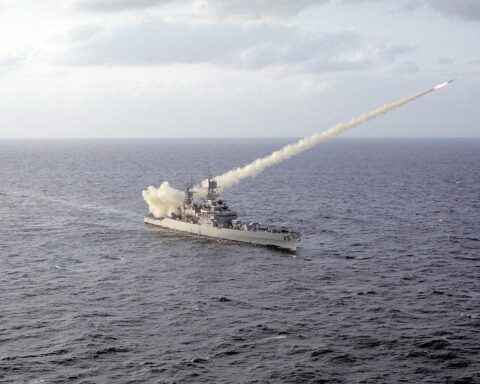 Warship launches anti-ship missile at sea during Red Sea naval operations. Photo: US Navy / Public Domain