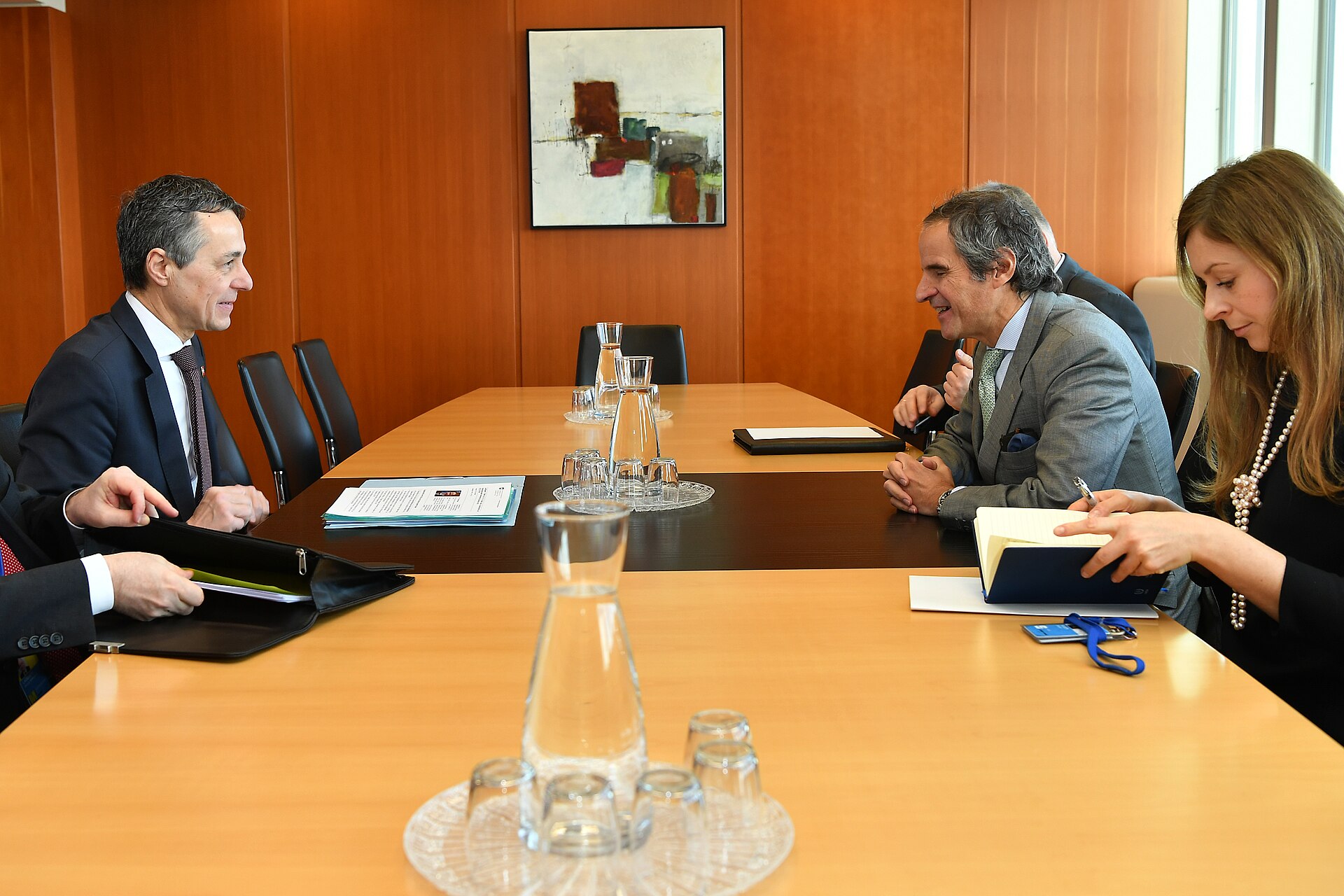 IAEA Director General Rafael Mariano Grossi in a diplomatic meeting, the nuclear watchdog chief who warned Bushehr strikes cross the reddest line. Photo: IAEA / CC BY 2.0
