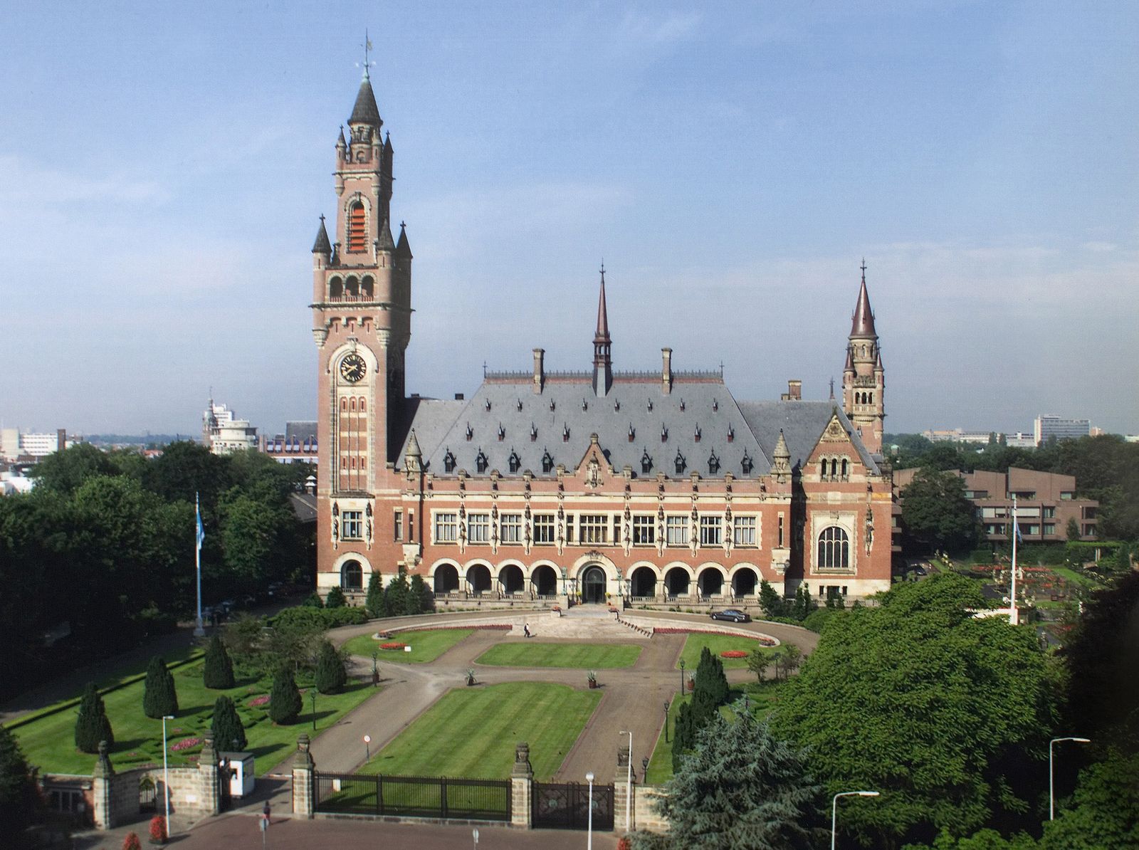 The Peace Palace in The Hague, Netherlands, seat of the International Court of Justice where war crimes and reparations cases are adjudicated. Photo: ICJ / Public Domain