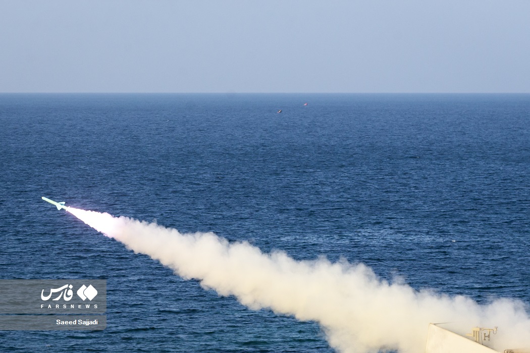 Iranian anti-ship missile launched during IRGC Great Prophet military exercise in the Persian Gulf