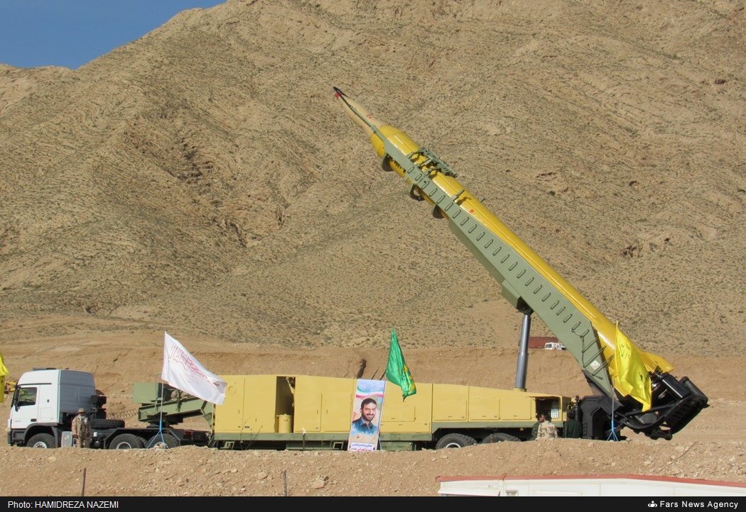 Iranian IRGC ballistic missile on mobile launcher during military display. The Revolutionary Guard pressured the Assembly of Experts to select Mojtaba Khamenei. Photo: Fars News Agency / CC BY 4.0
