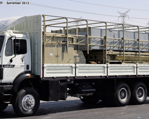 IRGC anti-ship missile launcher on a military truck during Iran Sacred Defense Week parade in Tehran. Photo: Wikimedia Commons / CC BY-SA 3.0
