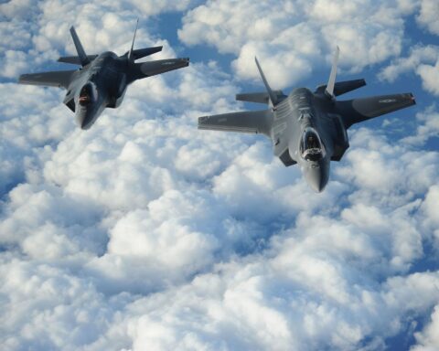 Two Israeli Air Force F-35I Adir stealth fighter jets in formation flight, the aircraft type used in strikes on Iranian nuclear facilities. Photo: Wikimedia Commons / Public Domain