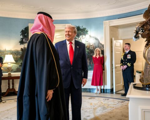 Crown Prince Mohammed bin Salman meeting President Donald Trump at the White House in November 2025, months before MBS reportedly lobbied Trump to strike Iran. Photo: White House / Public Domain