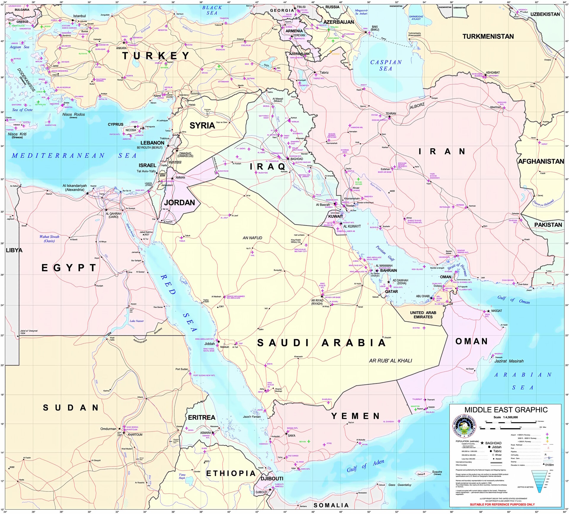 Political map of the Middle East showing Iran, Saudi Arabia, Pakistan, Turkey, Egypt, and the Strait of Hormuz