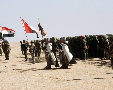 Multinational coalition troops from allied nations assembled in formation during Gulf military operations. Photo: US Department of Defense / Public Domain