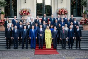 NATO leaders pose for group photo at the 2025 The Hague summit as Trump threatens the alliance over its refusal to help reopen the Strait of Hormuz. Photo: Bart Maat / CC BY-SA 4.0