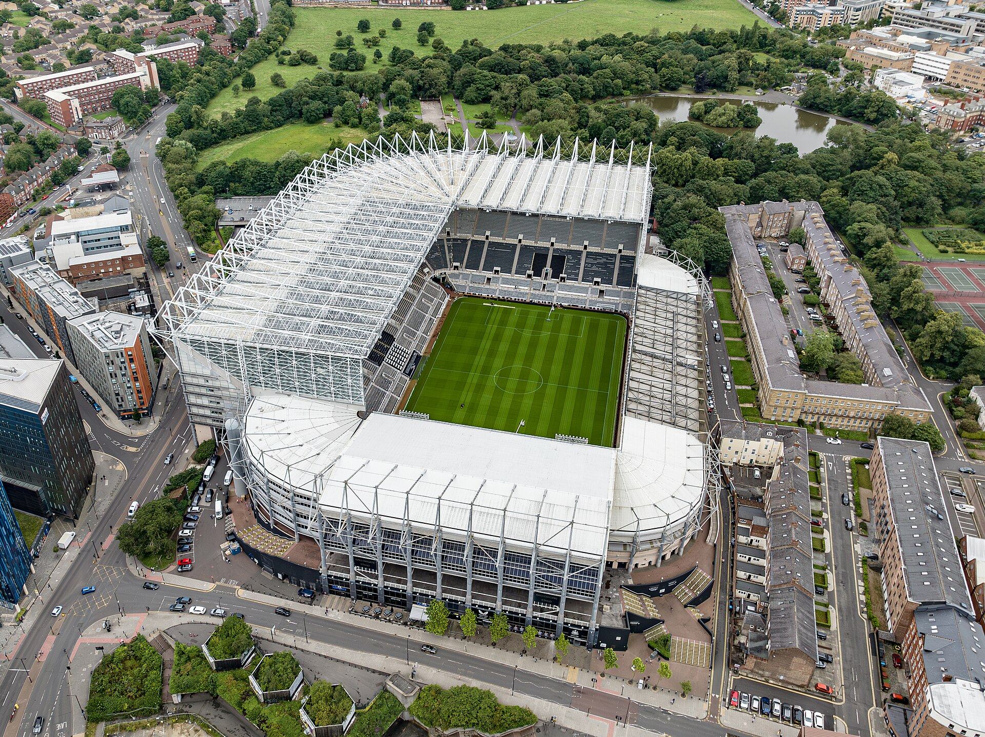 Aerial view of St James Park, home to Newcastle United Football Club, which Saudi Arabia PIF acquired in 2021 as part of its global sports investment portfolio. Photo: Arne Museler / CC BY-SA 3.0
