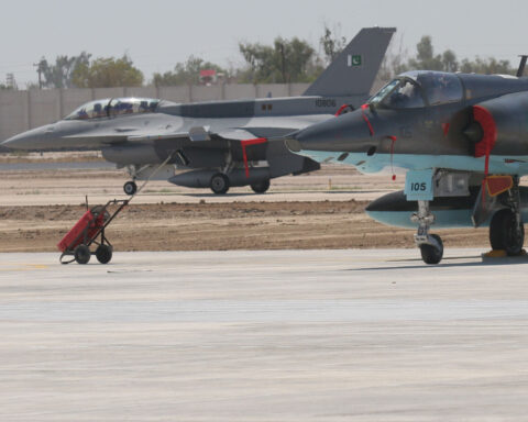 Pakistan Air Force F-16C Block 52+ and Mirage fighter jets on the runway at a Pakistani air base. Photo: US Department of Defense / Public Domain