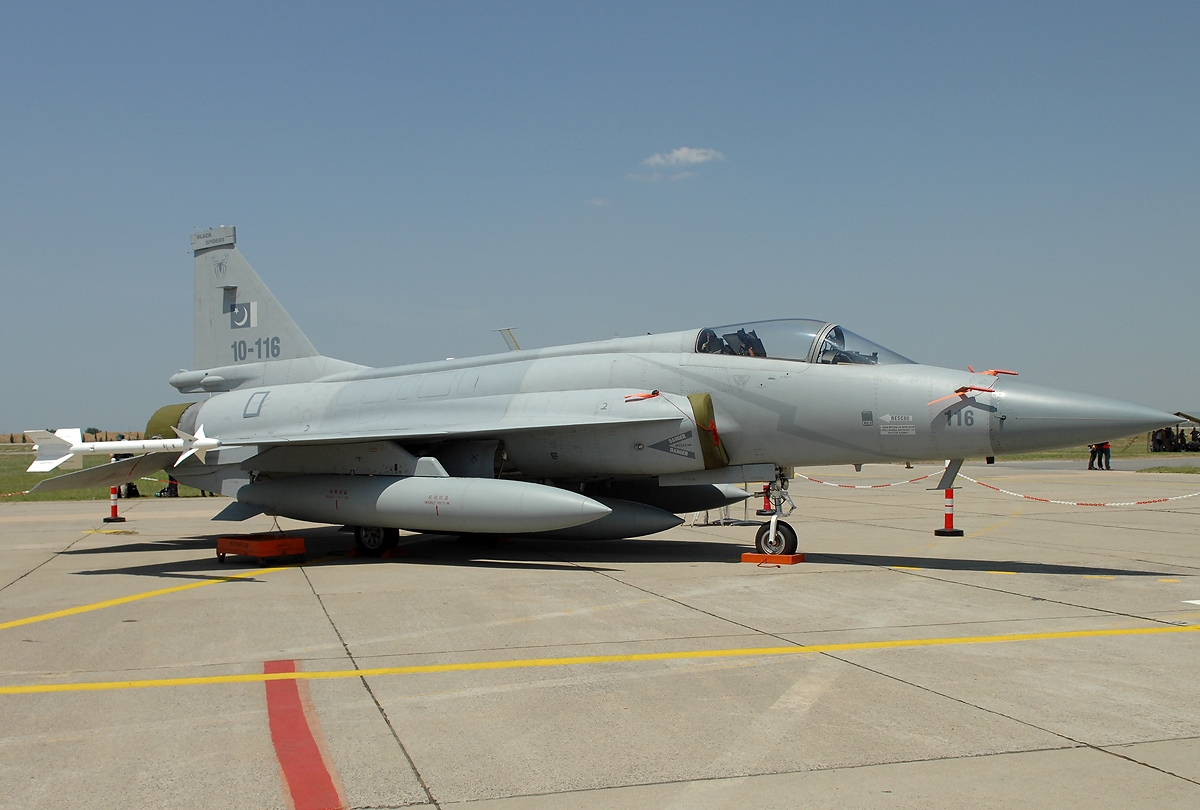 Pakistan Air Force JF-17 Thunder fighter jet on the tarmac, representing Islamabad's military capability and its defense pact with Saudi Arabia