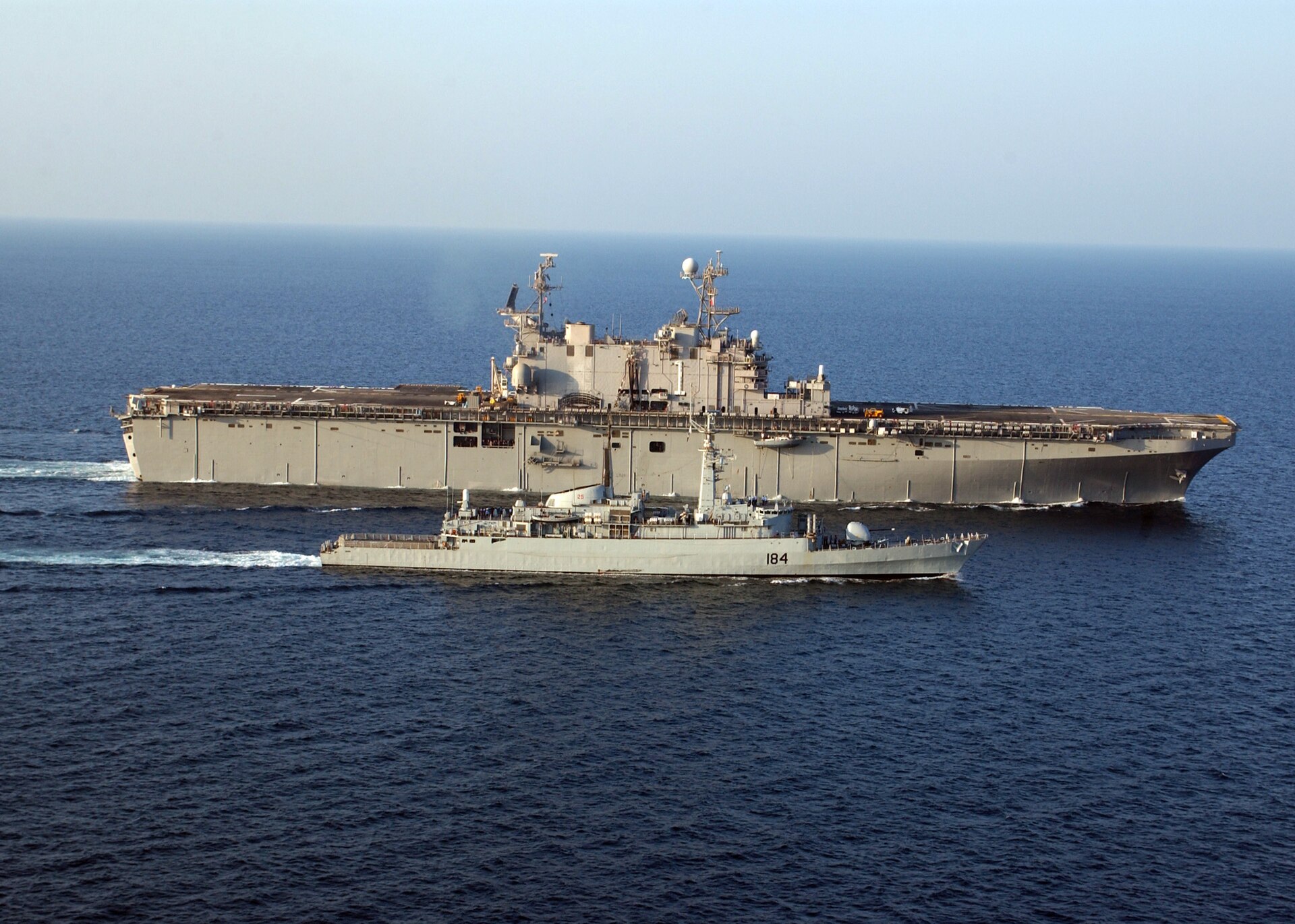 Pakistan Navy frigate PNS Badr operating alongside a US Navy vessel in the Arabian Sea. Photo: US Navy / Public Domain