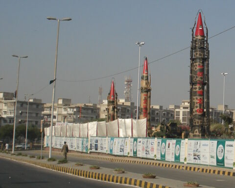 Pakistani Shaheen and Ghauri nuclear-capable ballistic missiles on display at IDEAS 2008 defense exhibition in Karachi. Photo: Wikimedia Commons / CC BY-SA 3.0