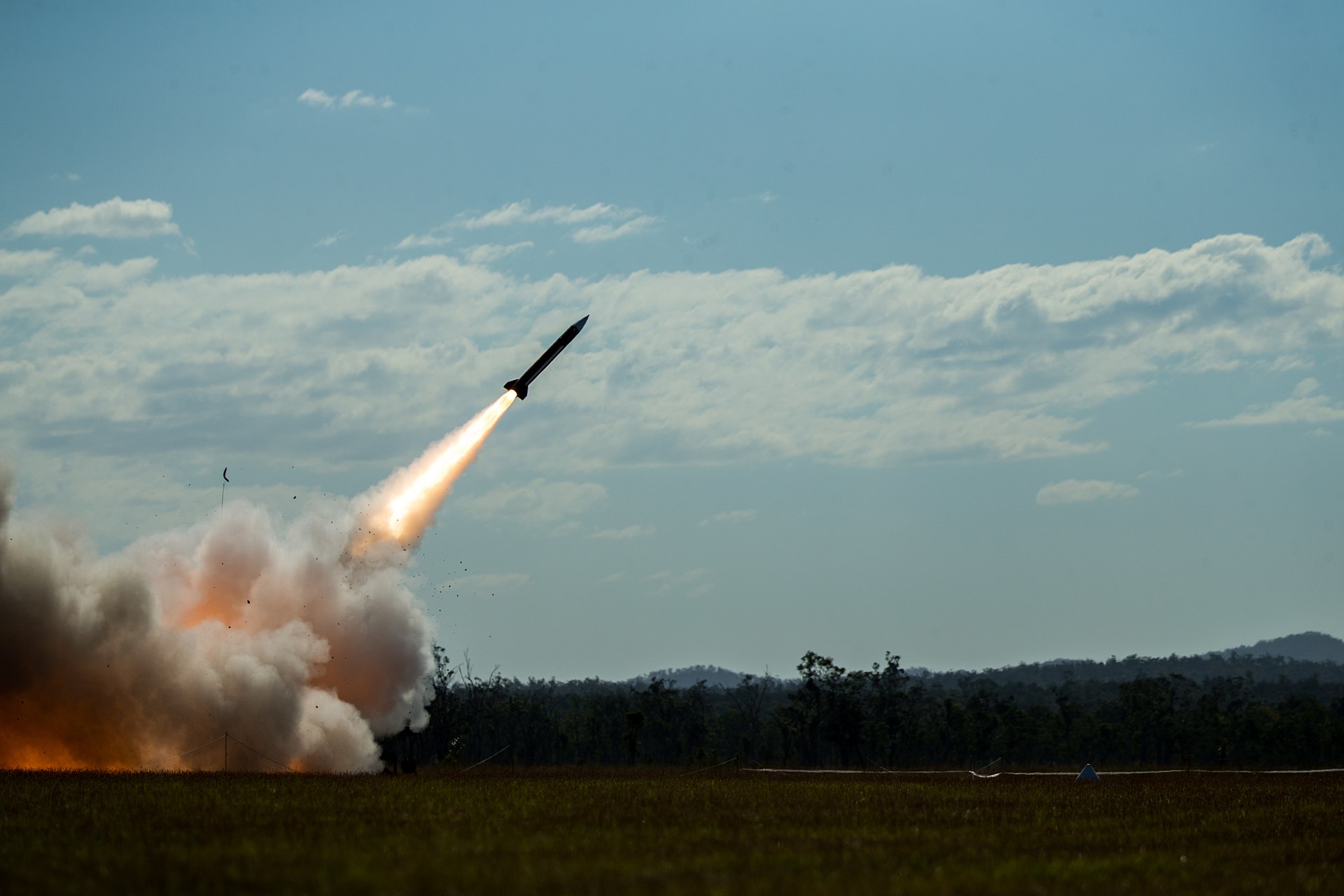 A MIM-104 Patriot missile launches during a military exercise. Patriot and THAAD batteries across the Gulf have intercepted hundreds of Iranian ballistic missiles since February 28. Photo: US Marine Corps / Public Domain