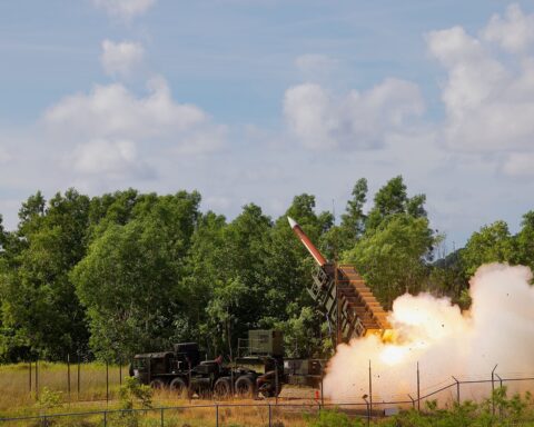 A Patriot PAC-2 interceptor missile launches from an M903 launcher during a live-fire exercise. Photo: US Army / Public Domain