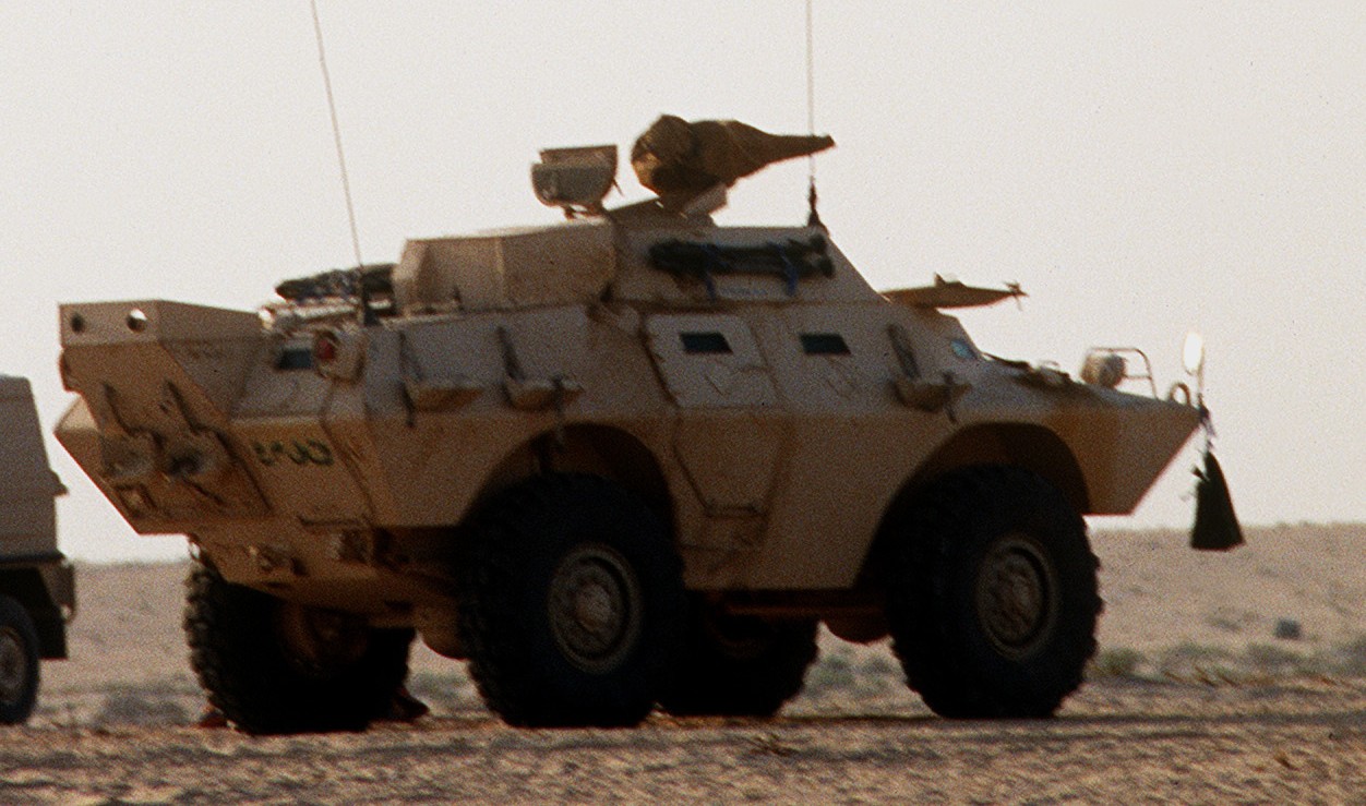 Saudi Arabian National Guard V-150 Commando armored vehicle deployed in the desert, part of the Kingdom internal security apparatus tasked with maintaining domestic stability. Photo: US Department of Defense / Public Domain