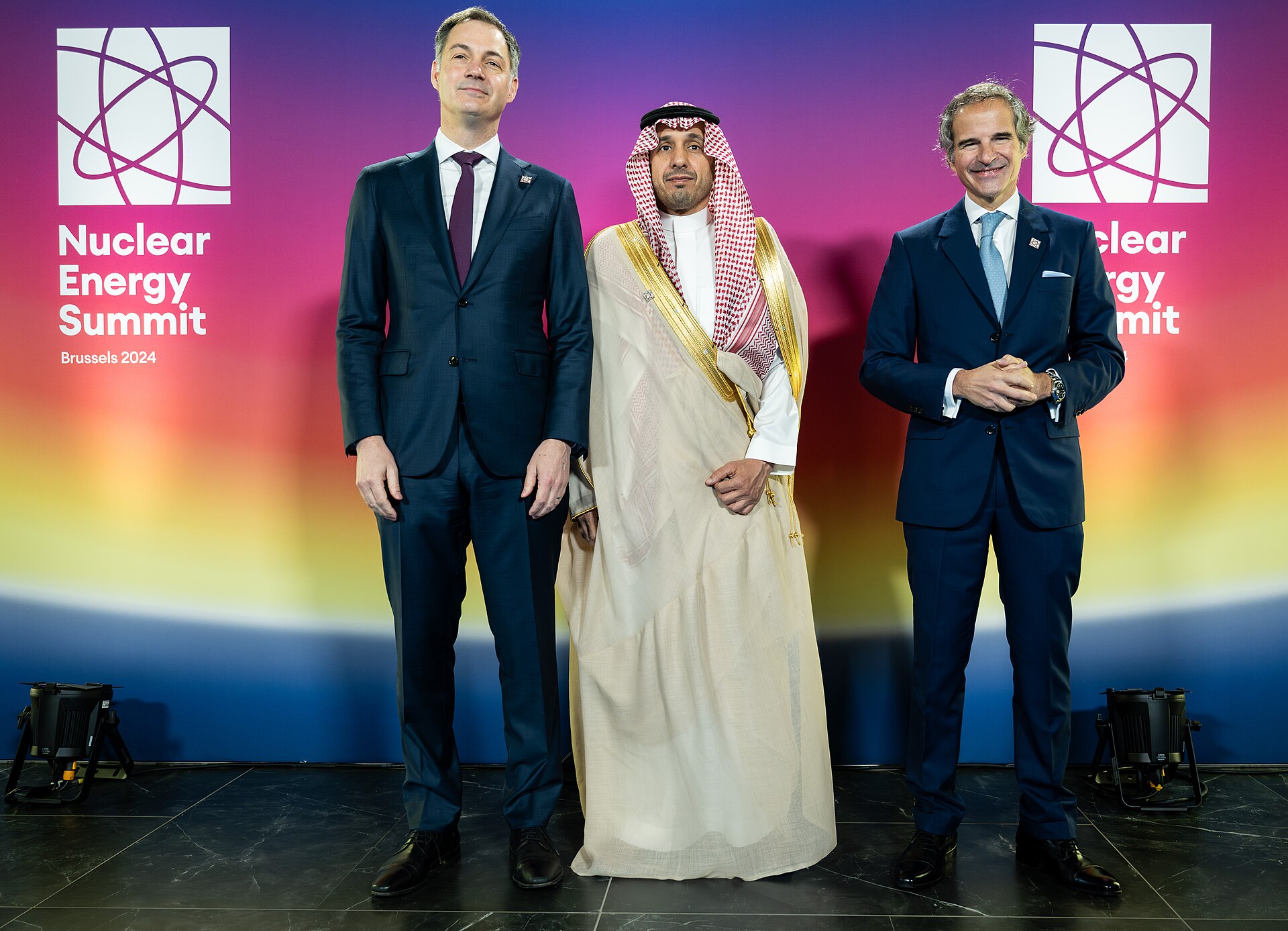 Saudi Arabia nuclear representative Prince Mamdouh bin Saud with IAEA Director General Rafael Grossi at the Nuclear Energy Summit in Brussels 2024. Photo: Wikimedia Commons / CC BY 2.0