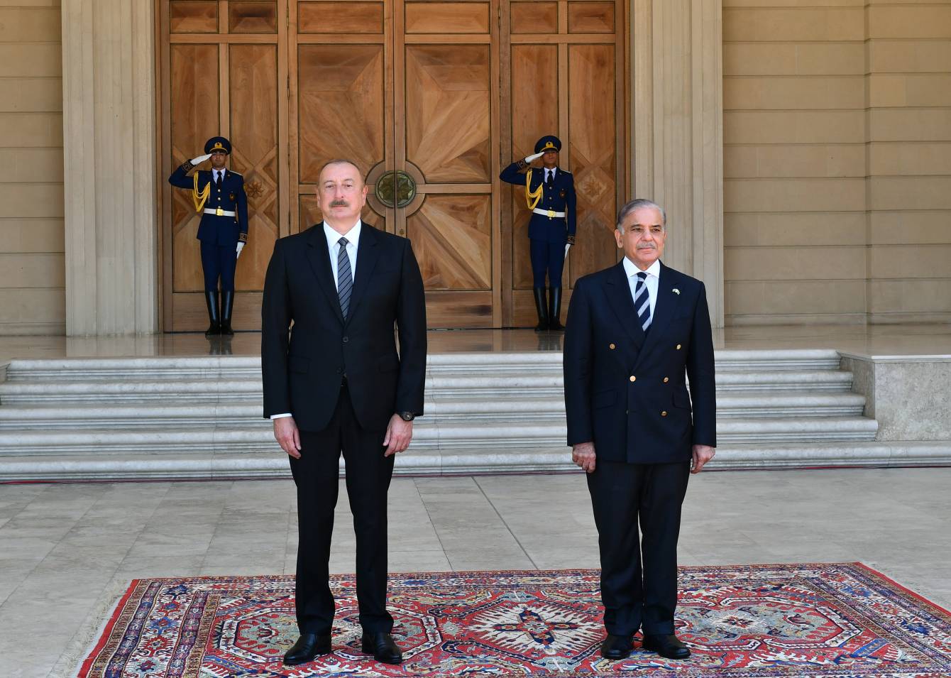 Pakistan Prime Minister Shehbaz Sharif at a formal diplomatic ceremony, representing his shuttle diplomacy between Saudi Arabia and Iran during the 2026 Iran war