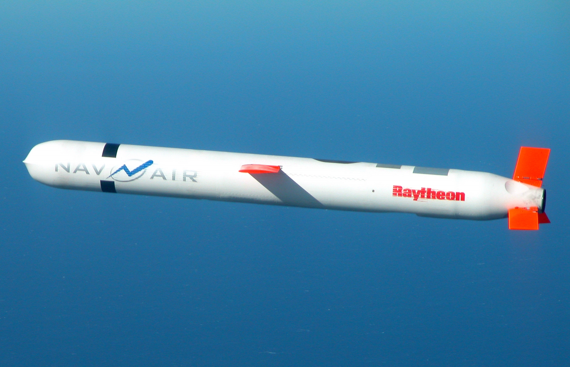 A U.S. Navy Tomahawk Block IV cruise missile in flight, the same weapon type identified in the Minab school strike in Iran. Photo: U.S. Navy / Public Domain