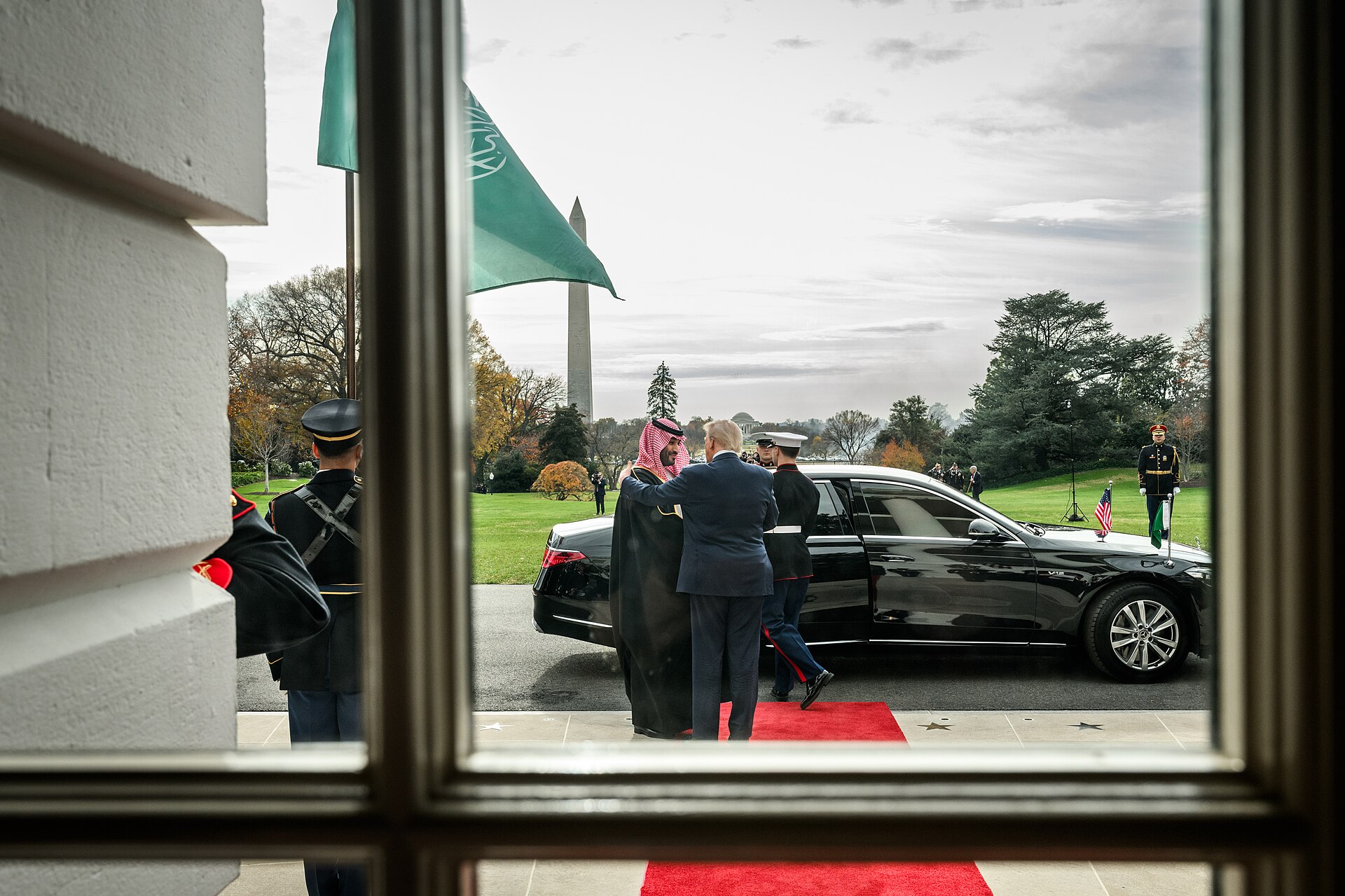 President Trump welcomes Crown Prince Mohammed bin Salman at the White House South Portico in November 2025, where the two leaders sealed a landmark 600 billion dollar investment commitment. Photo: White House / Public Domain