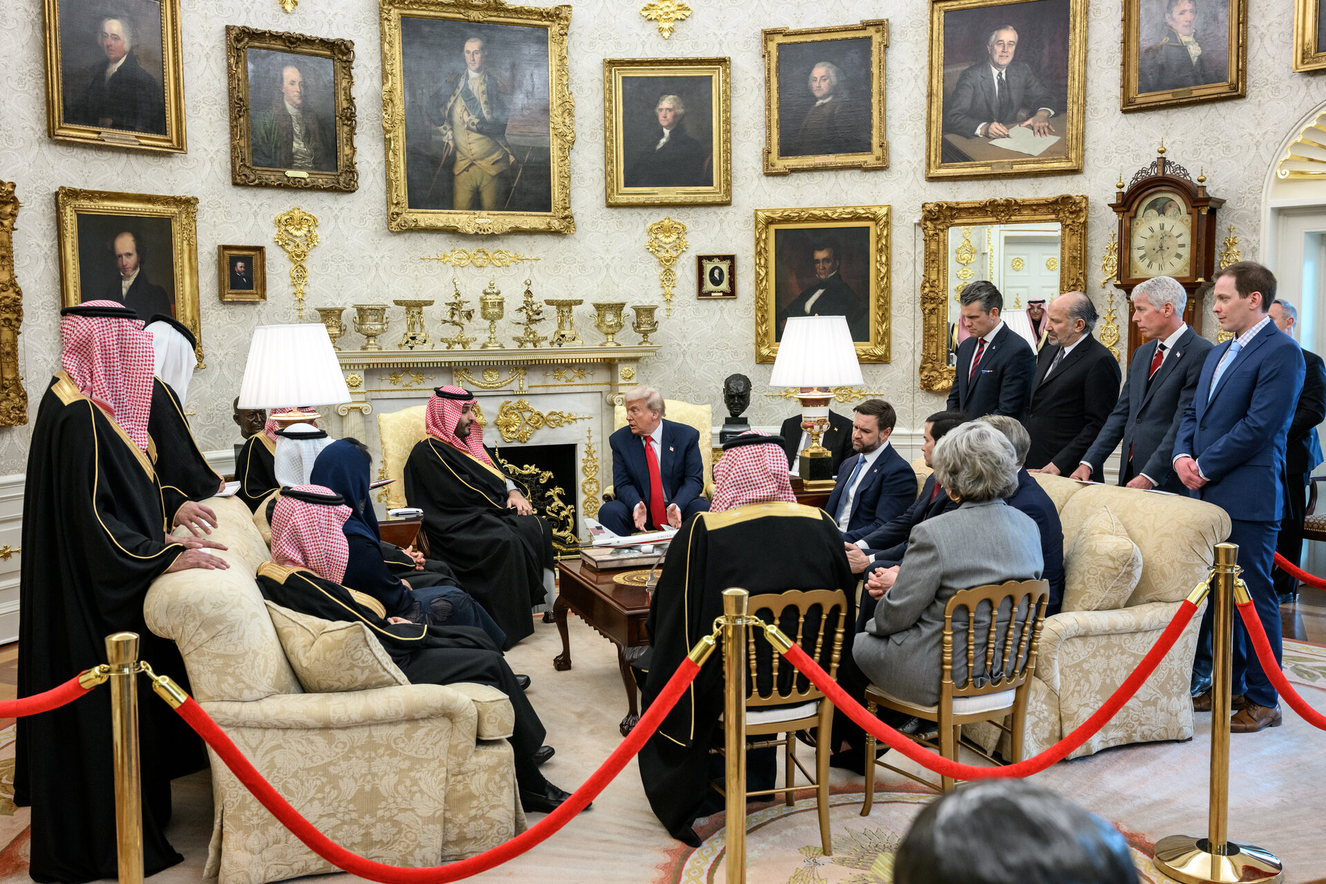 President Donald Trump and Crown Prince Mohammed bin Salman during bilateral meeting at the White House in November 2025, three months before the F-35 sale announcement