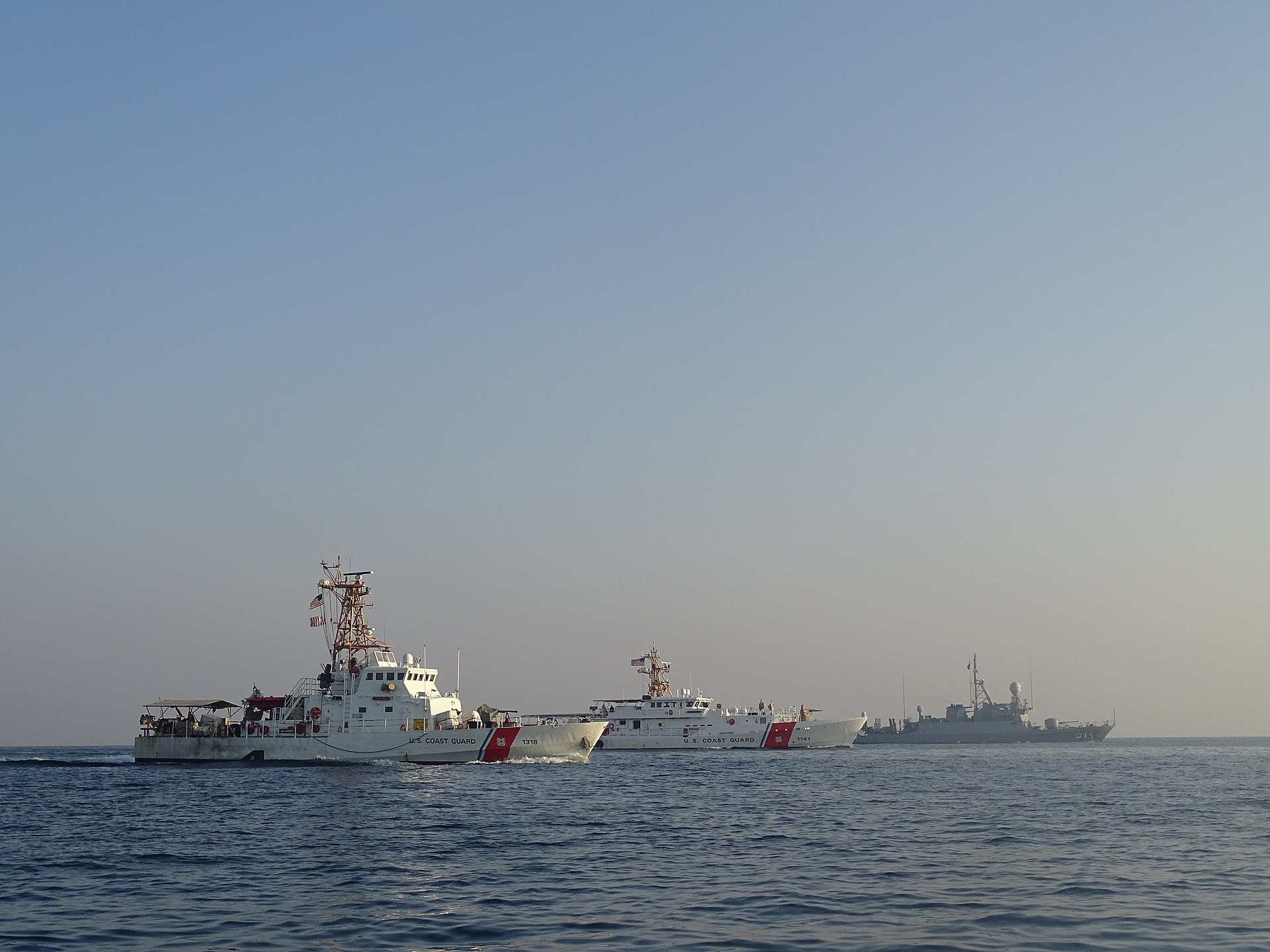US Coast Guard cutters and a Royal Saudi Navy vessel conduct joint patrol in the Arabian Gulf to protect maritime shipping routes