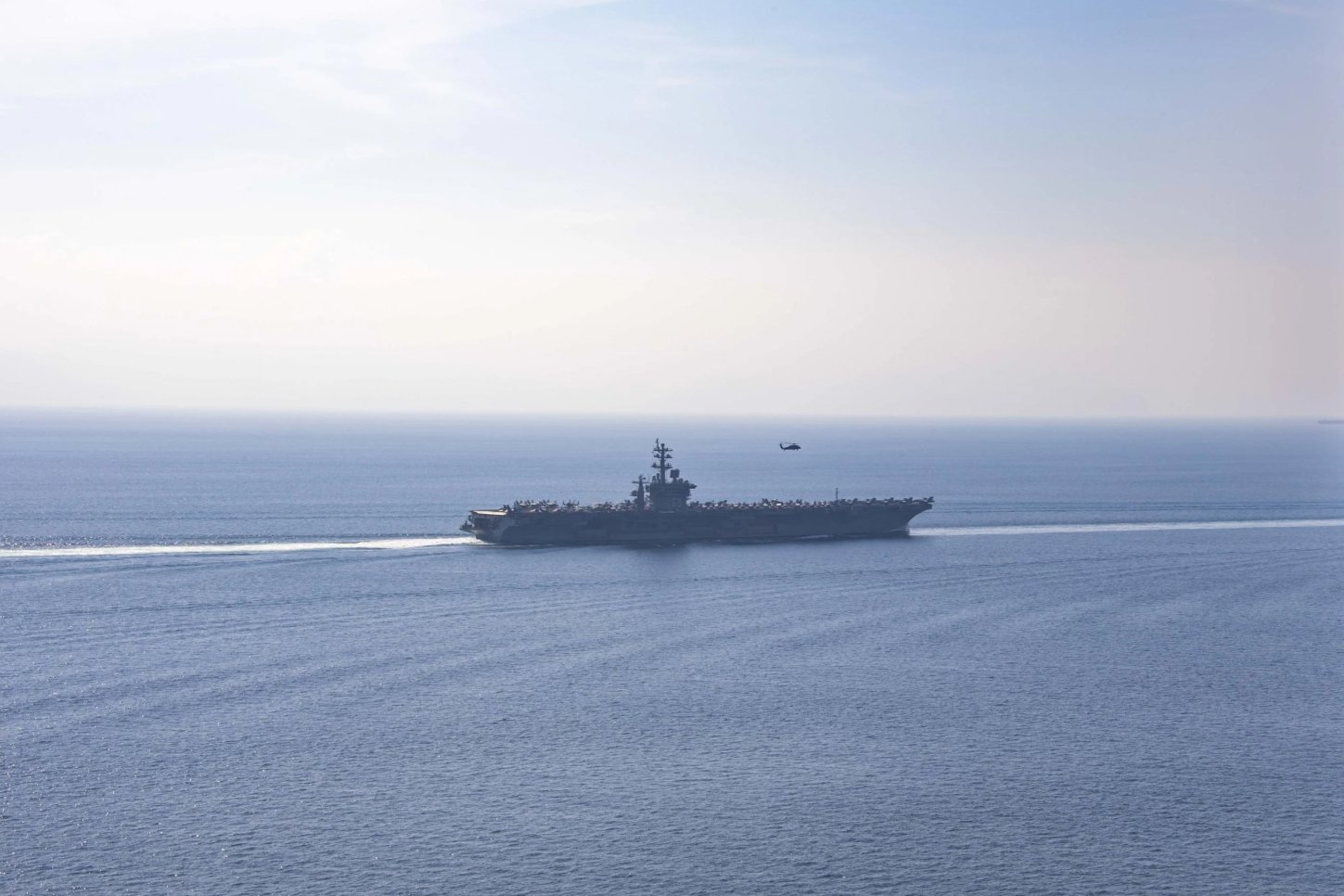 USS Dwight D. Eisenhower aircraft carrier transiting the Strait of Hormuz