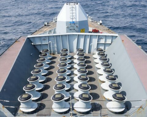 Sea Ceptor missile defense system aboard HMS Richmond in the Red Sea, deployed to protect shipping from Houthi attacks. Photo: UK Ministry of Defence / OGL