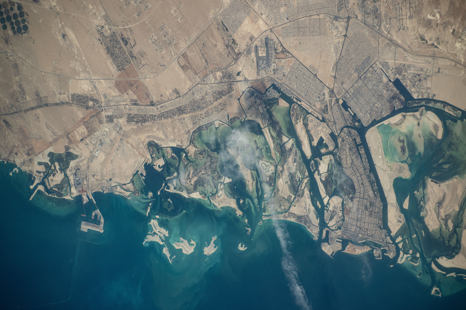 Abu Dhabi coast and Persian Gulf shoreline photographed from the International Space Station