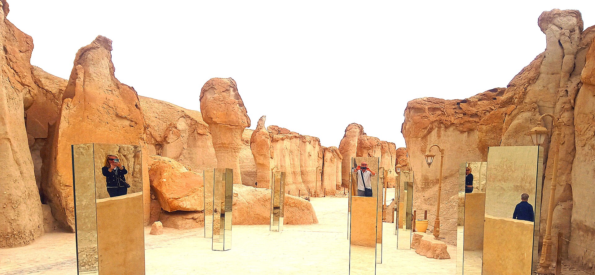 Al Qarah Mountain cave entrance with eroded sandstone formations in Al Ahsa, Eastern Province, Saudi Arabia