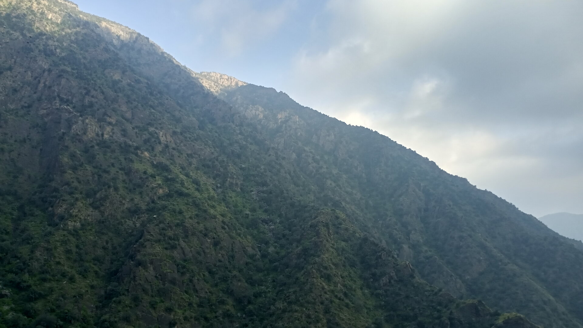 Panoramic view of the green mountainsides around Al Soudah in the Asir region