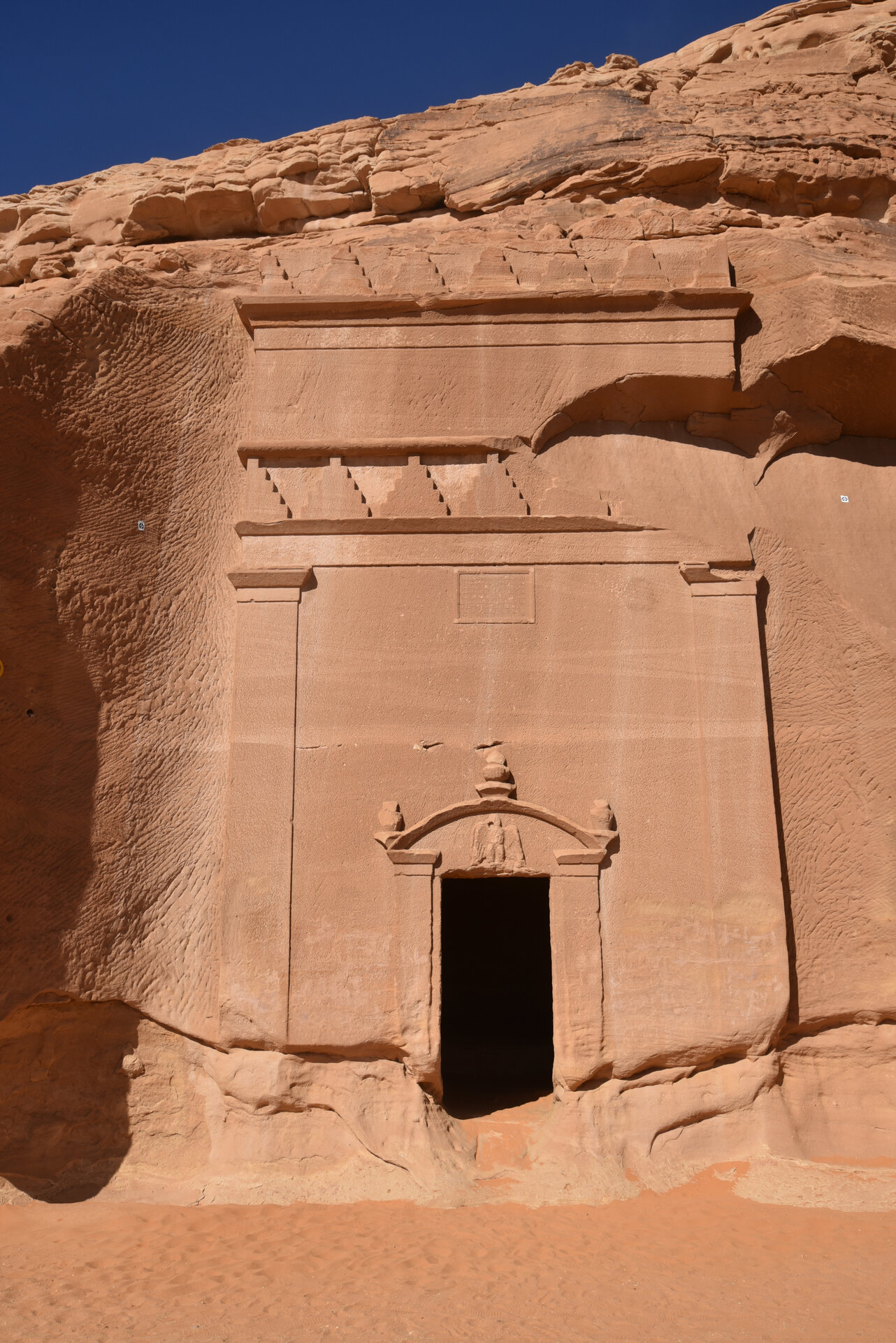 Qasr al-Bint Tomb 39 at Hegra, the oldest dated tomb with elaborate Nabataean carved facade