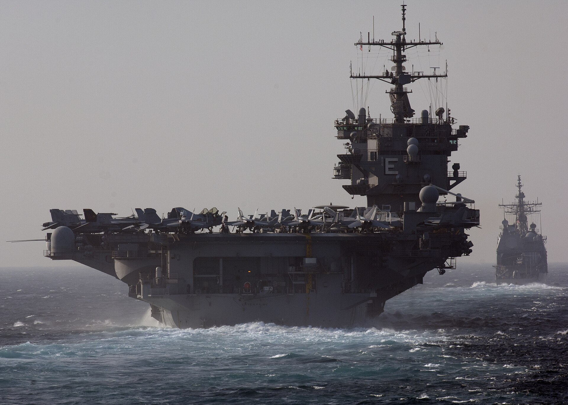 USS Enterprise carrier strike group transiting the Bab el-Mandeb Strait