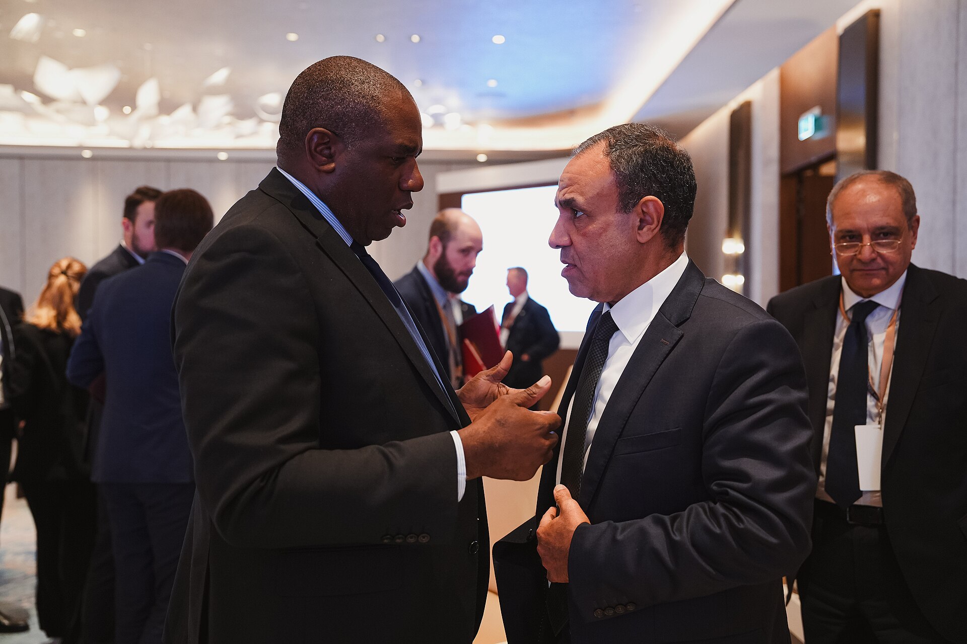 Egypt Foreign Minister Badr Abdelatty in conversation at the Riyadh Meetings on Syria, January 2025 — Abdelatty is one of the four quartet foreign ministers coordinating on Hormuz and Iran crisis management