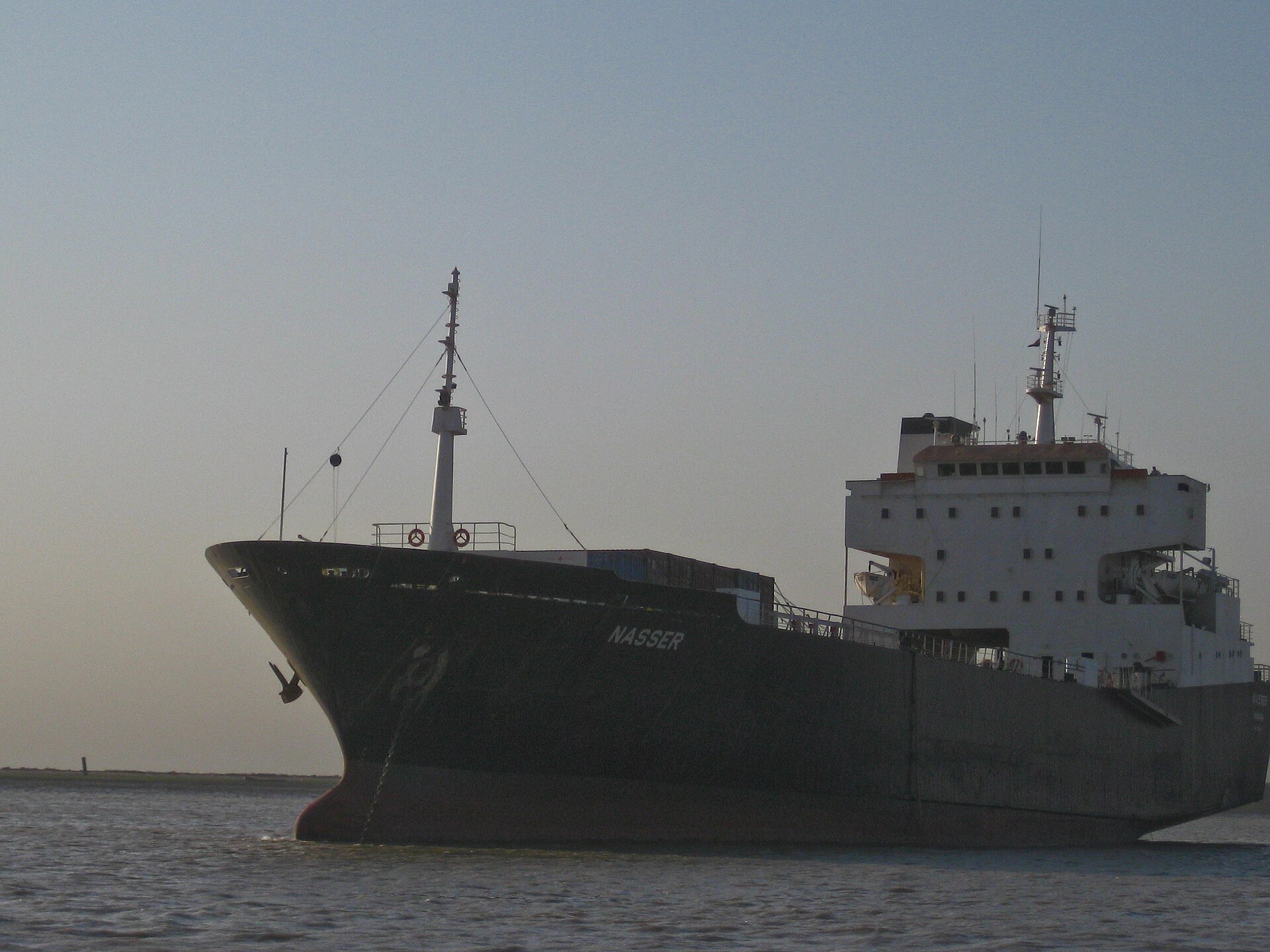 Commercial cargo vessel Nasser transiting the Persian Gulf, representative of the commercial shipping affected by IRGC enforcement actions at the Strait of Hormuz in April 2026