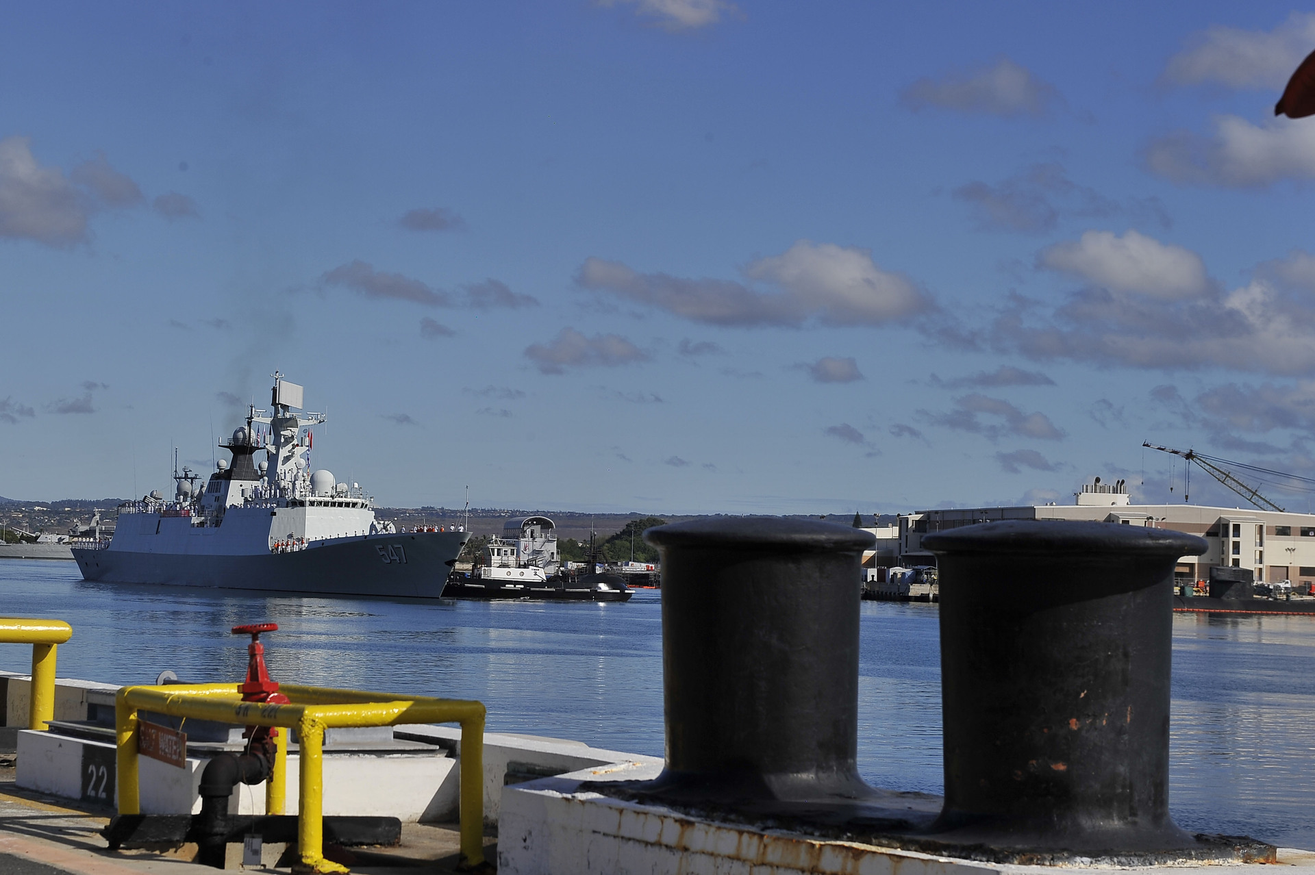 Chinese People Liberation Army Navy Jiangkai-class frigate Linyi FFG 547, representative of China naval power projection that underpins Beijing dual-signal Hormuz strategy