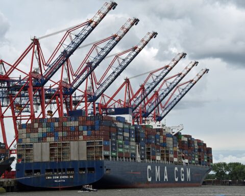 CMA CGM Zheng He, one of the world's largest container ships operated by CMA CGM, the French carrier whose vessel Everglade was struck by the IRGC in the Strait of Hormuz on April 18, 2026